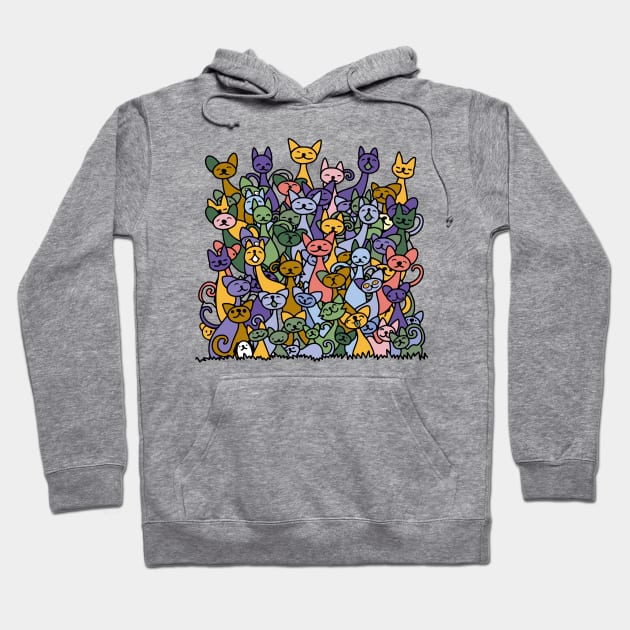 doodle cats pile Hoodie by Mako Design 